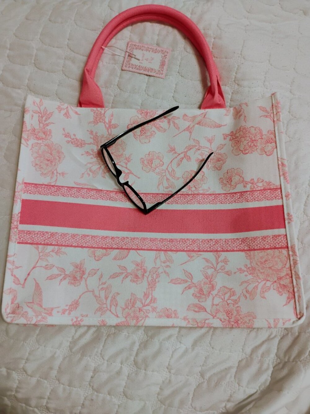 Pink canvas tote